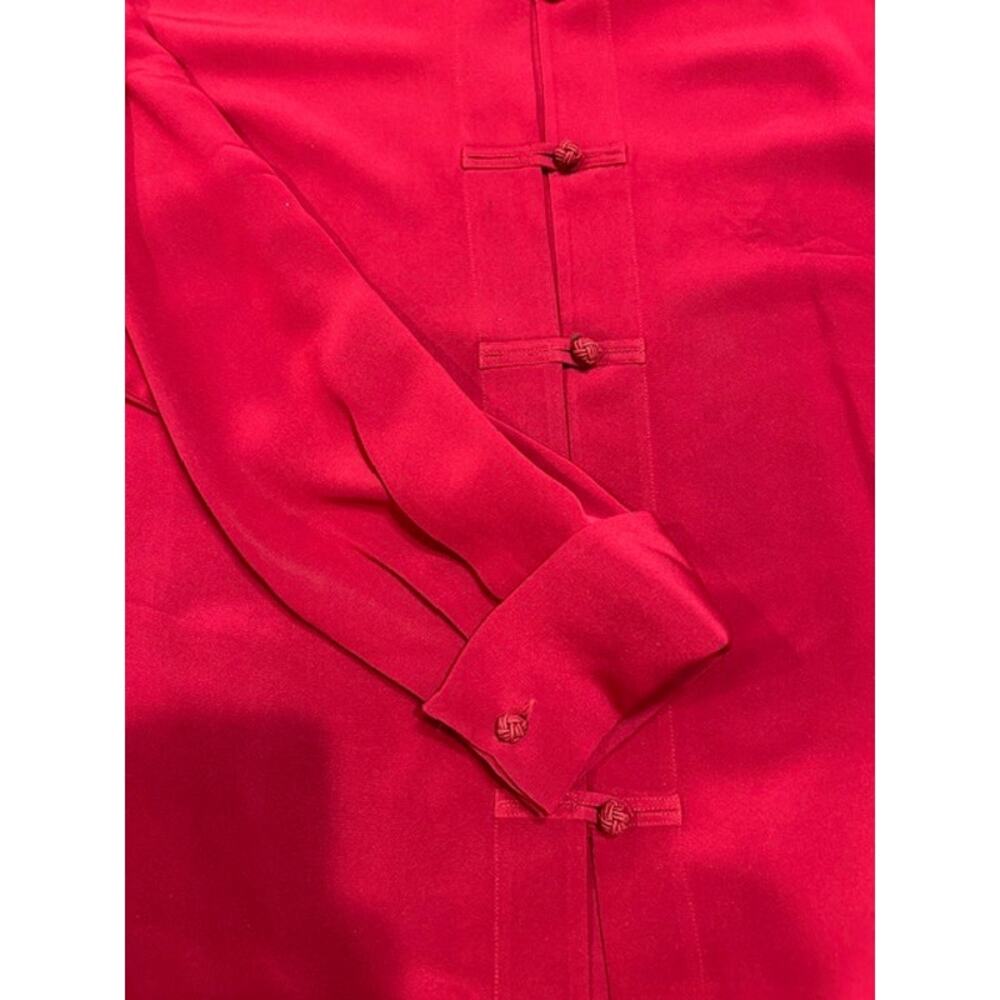 Talbots Deep Ruby Red Frog Button Mandarin Collar… - image 7